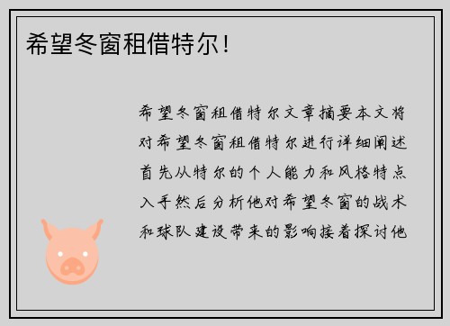希望冬窗租借特尔！